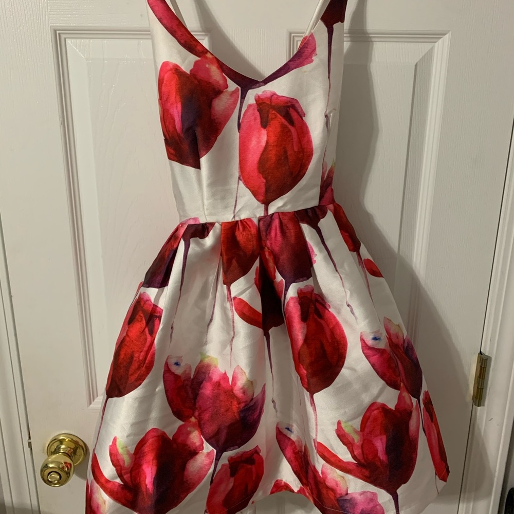 L’ATISTE white floral print dress